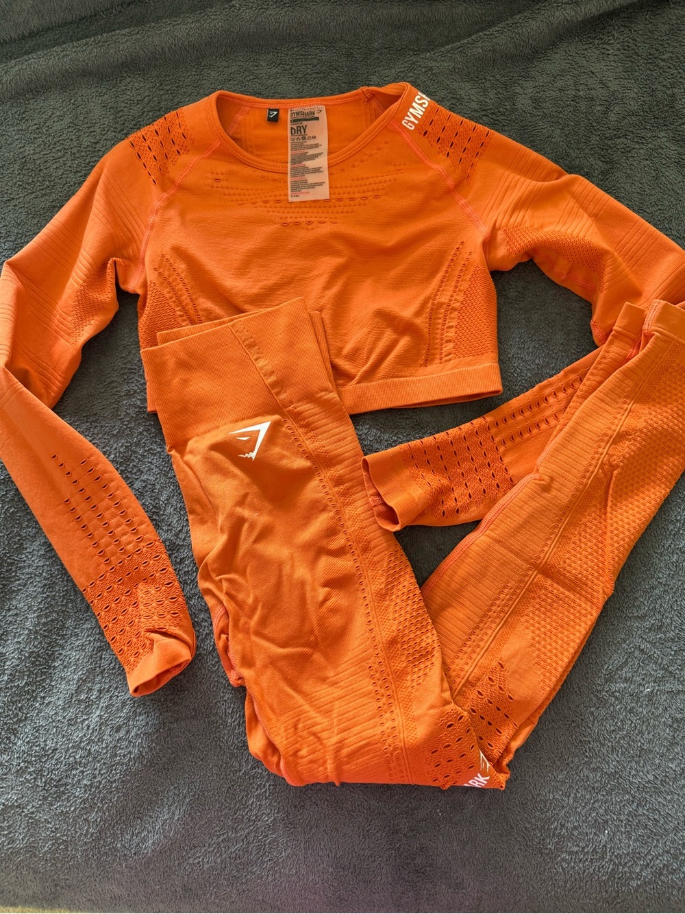 Gymshark Orange Seamless Crop Top & Leggings Set